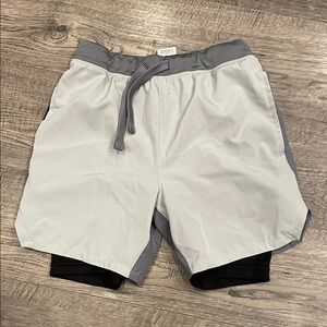 Athletic Works Light Gray Boy’s Athletic Shorts with Black Liner